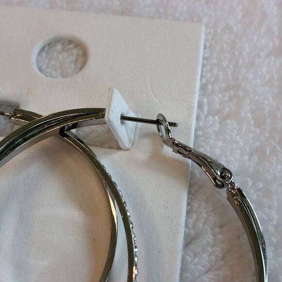 NWT Express Dual Hoop Silver Earrings Jewelry - Picture 5 of 7